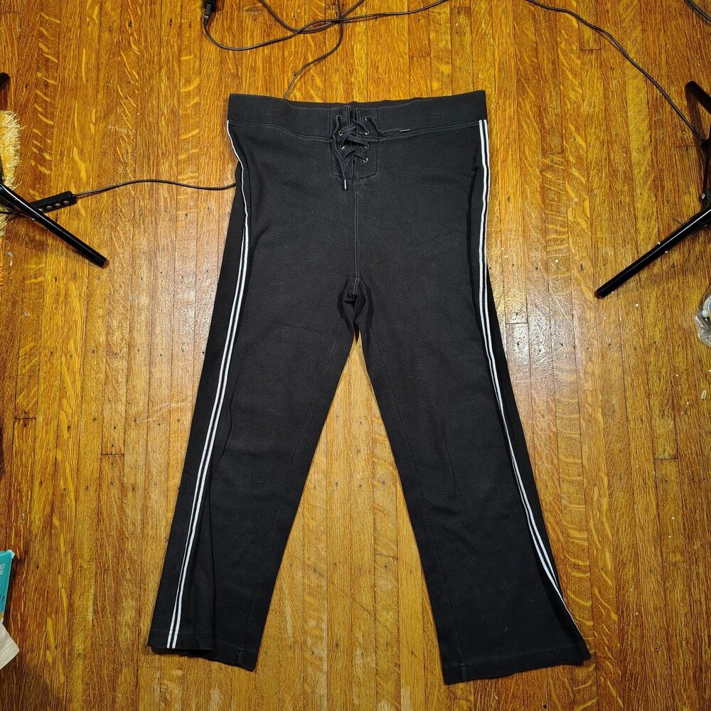 Y2K Cropped Jogger Stripe Sides Tie Up Waist Indie Sleaze Size M/T497